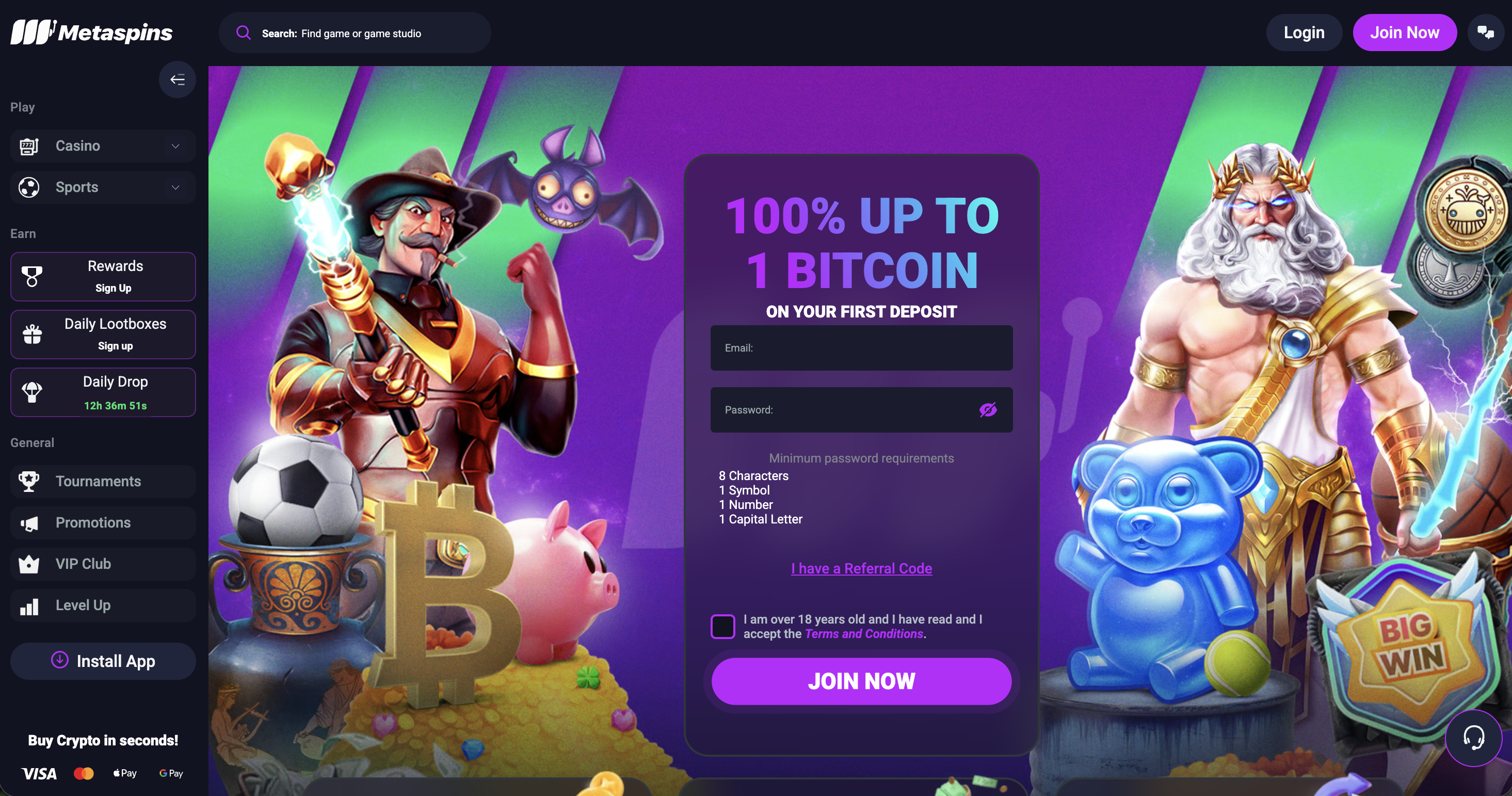 Metaspins Web3 Casino Platform und NFT Rewards
